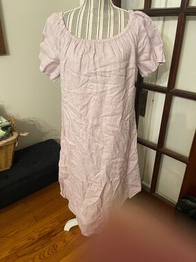 XCVI Lavender  Linen Scoop-Neck Midi Dress
